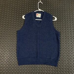 Kings Road Sears Mens V Neck Sweater Vest Navy Blue‎ Orlon Acrylic Mohair Size M
